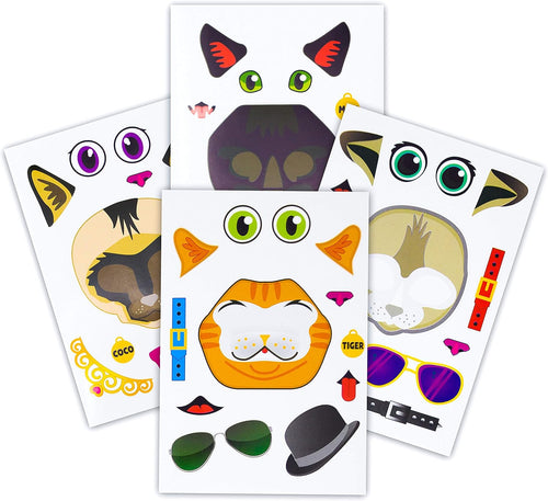 24 Make A Cat Stickers - Create Your Own Kitten Sticker with Various Faces - Includes Tabby, Siamese, Bengal, & Black Cats - Great Kid’s Party Favor Or Activity - A Must Have for Kitty Lovers!